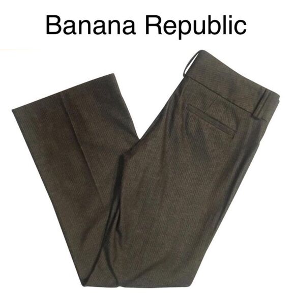 Banana Republic Gray Striped Sloan Trouser Pants 10 - Picture 2 of 6